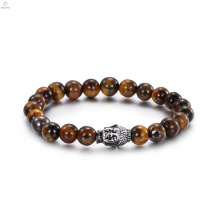 Pulsera de Buda de piedra de ojo de tigre de acero inoxidable